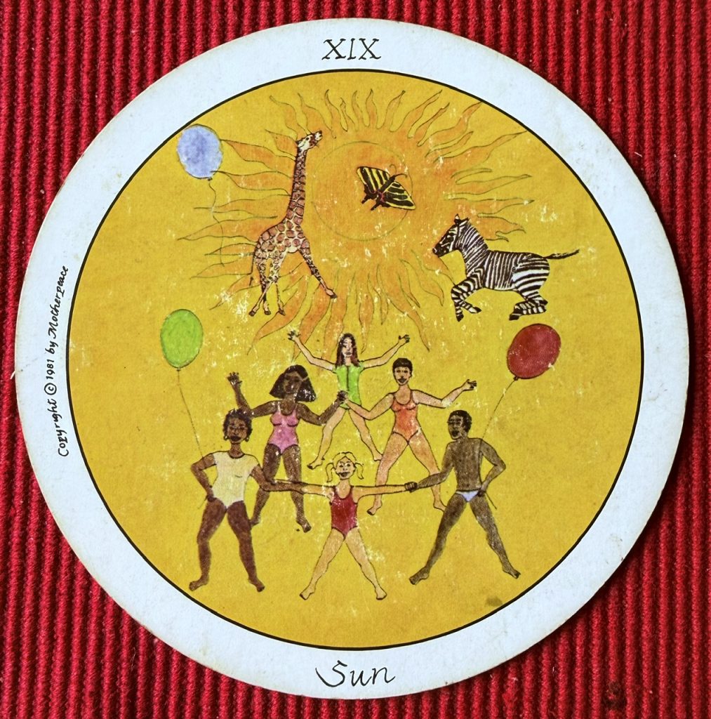 XIX The Sun from the Motherpeace Tarot – symbol of clarity and affirmation after a life transition